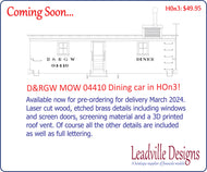 HOn3 D&RGW MOW 04410 Diner car