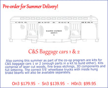 Load image into Gallery viewer, Sn3 C&amp;S Baggage Cars #1 &amp; #2 Kit