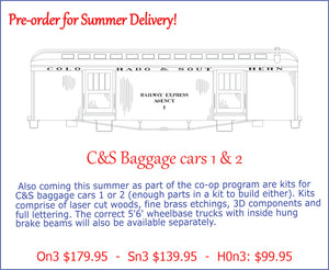 Sn3 C&S Baggage Cars #1 & #2 Kit