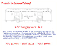 Sn3 C&S Baggage Cars #1 & #2 Kit