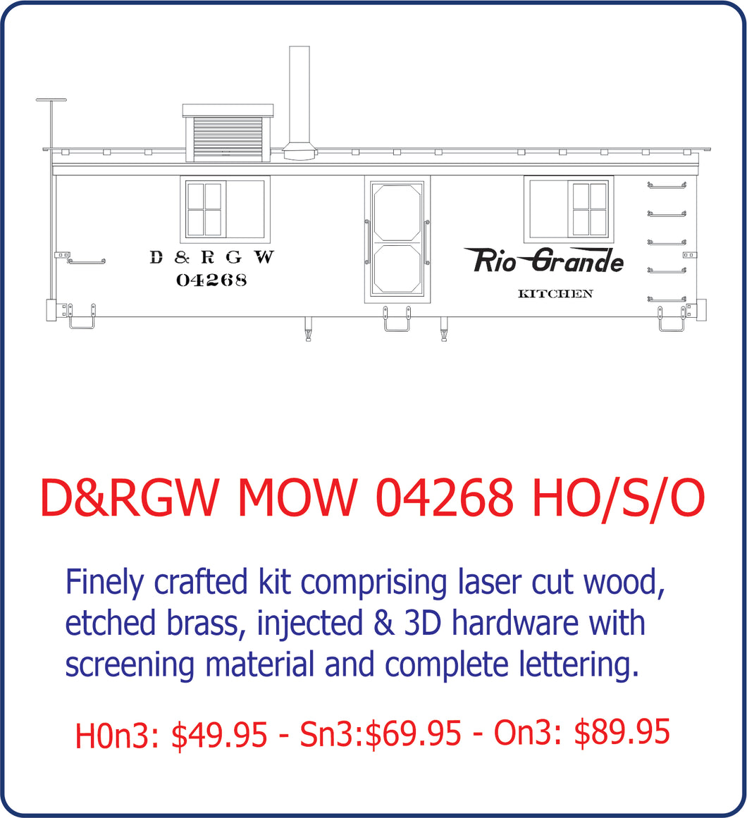 HOn3 D&RGW MOW 04268 Kitchen car