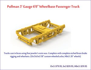 On3 Pullman 6' Wheelbase Passenger car trucks complete AVAILABLE NOW!